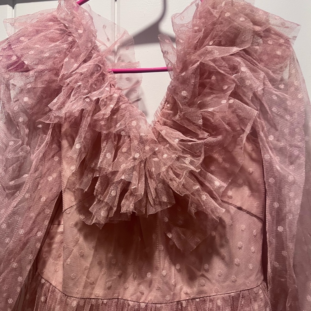 Simple Pink Ruffled Wedding Dress - Picture 3 of 10